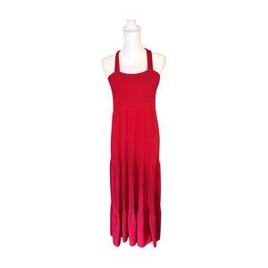 LOFT by Ann Taylor Red Smocked Maxi Dress – Size Medium (Preloved)